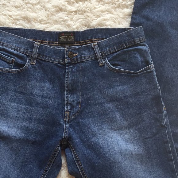 ZARA JEANS Collection Women's Straight Jeans Mid Rise Logo RN USA 773  Blue 34 - Picture 3 of 10